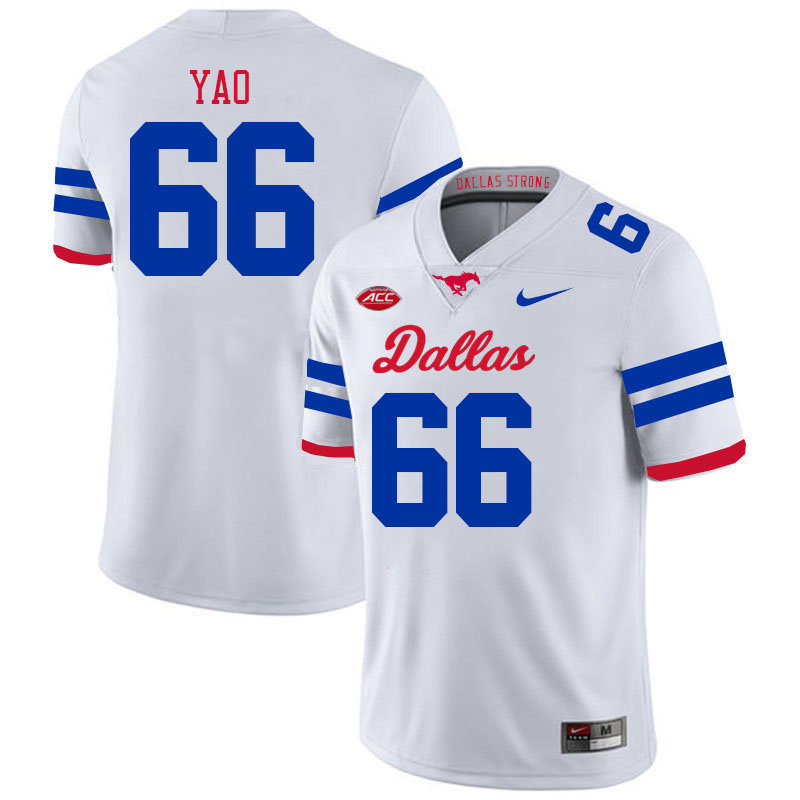 SMU Mustangs #66 Max Yao College Football Jerseys Stitched Sale-Alternate White